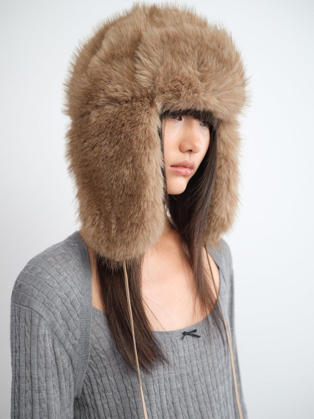 Luma Faux Fur Trapper Hat - BEIGE / F