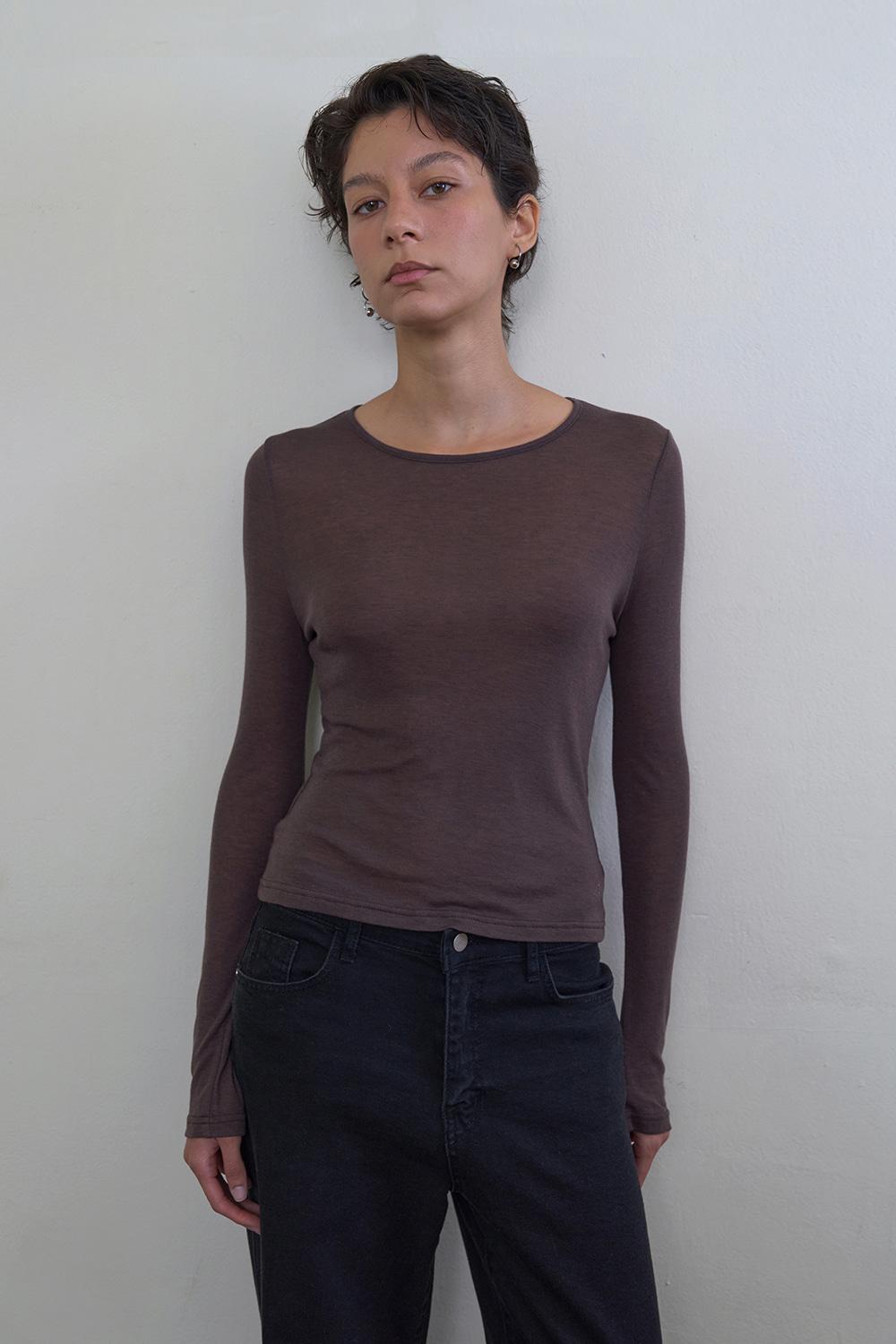 Basic Long Sleeve Top_Brown