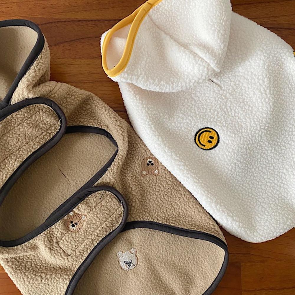 강아지옷 스마일,곰돌이 벨크로 후리스/ 입기쉬운후리스 (2colors) S-XL