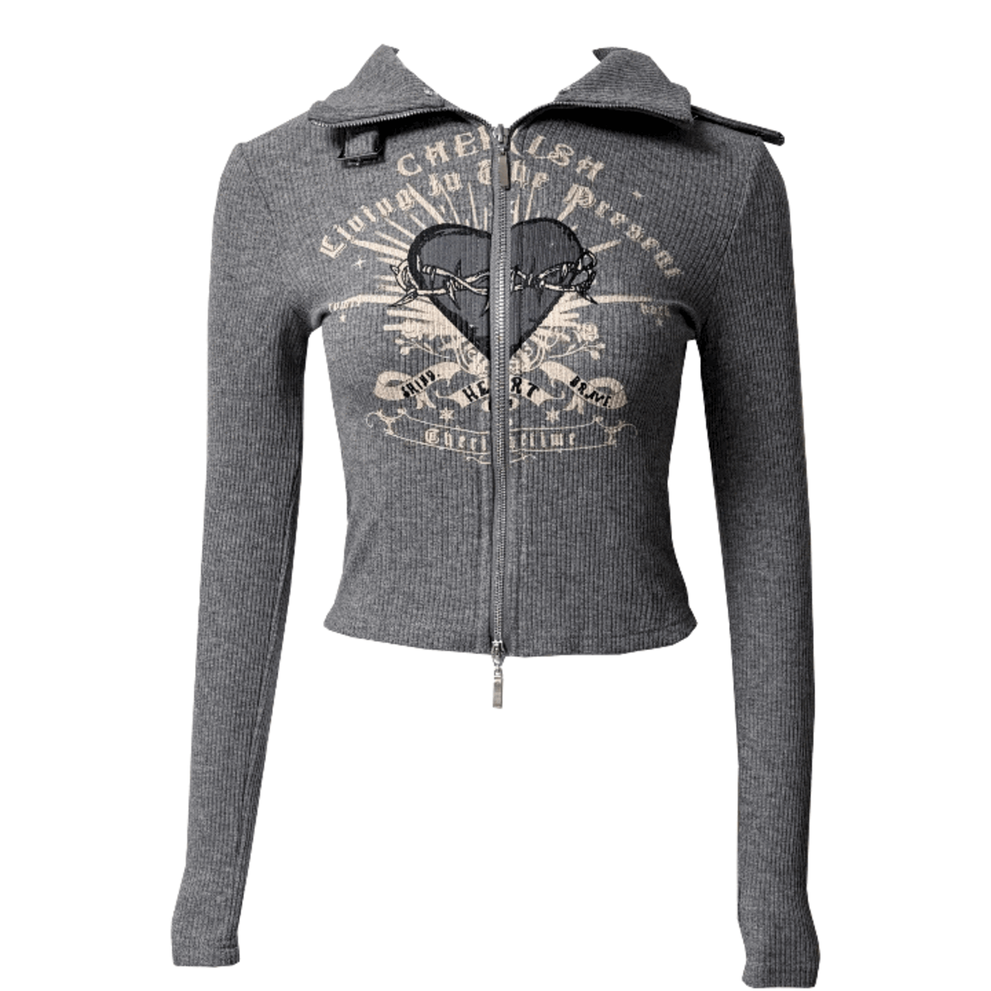 Heart Fleece zip-up (gray)