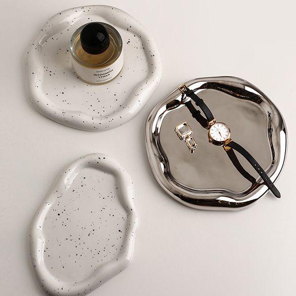 크리미 구름 트레이 인테리어 도자기 오브제