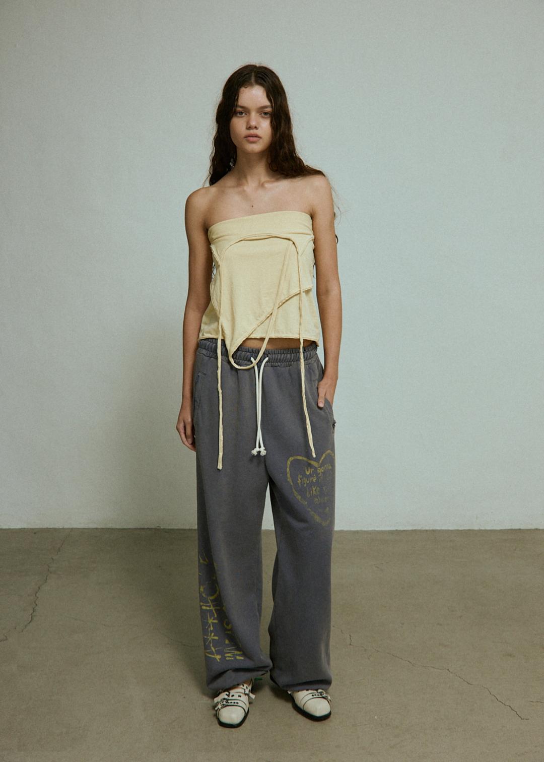 damage washing sweat pants (blue)