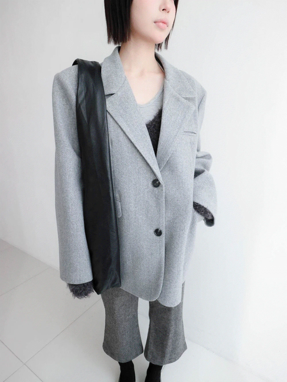 모니 오버핏 하프코트 (2colors)