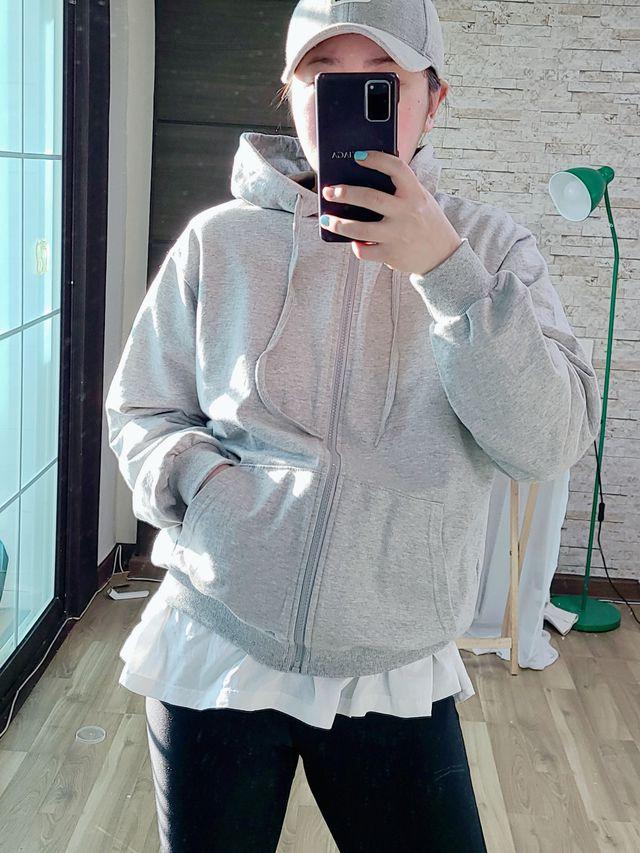 간절기 후드집업 그레이 기본 후드집업