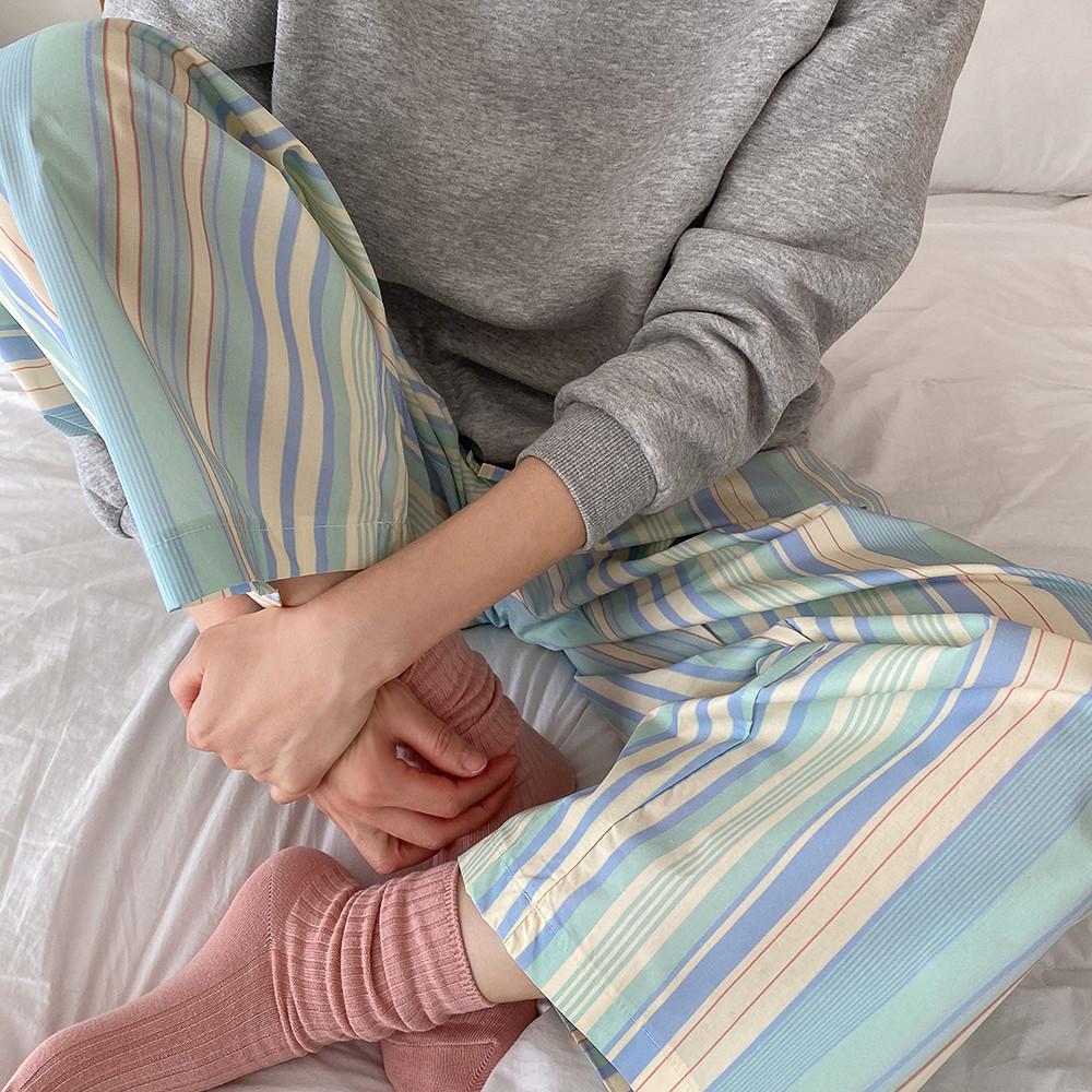 요프 스트라이프 순면 파자마 팬츠 잠옷 바지 (2color)