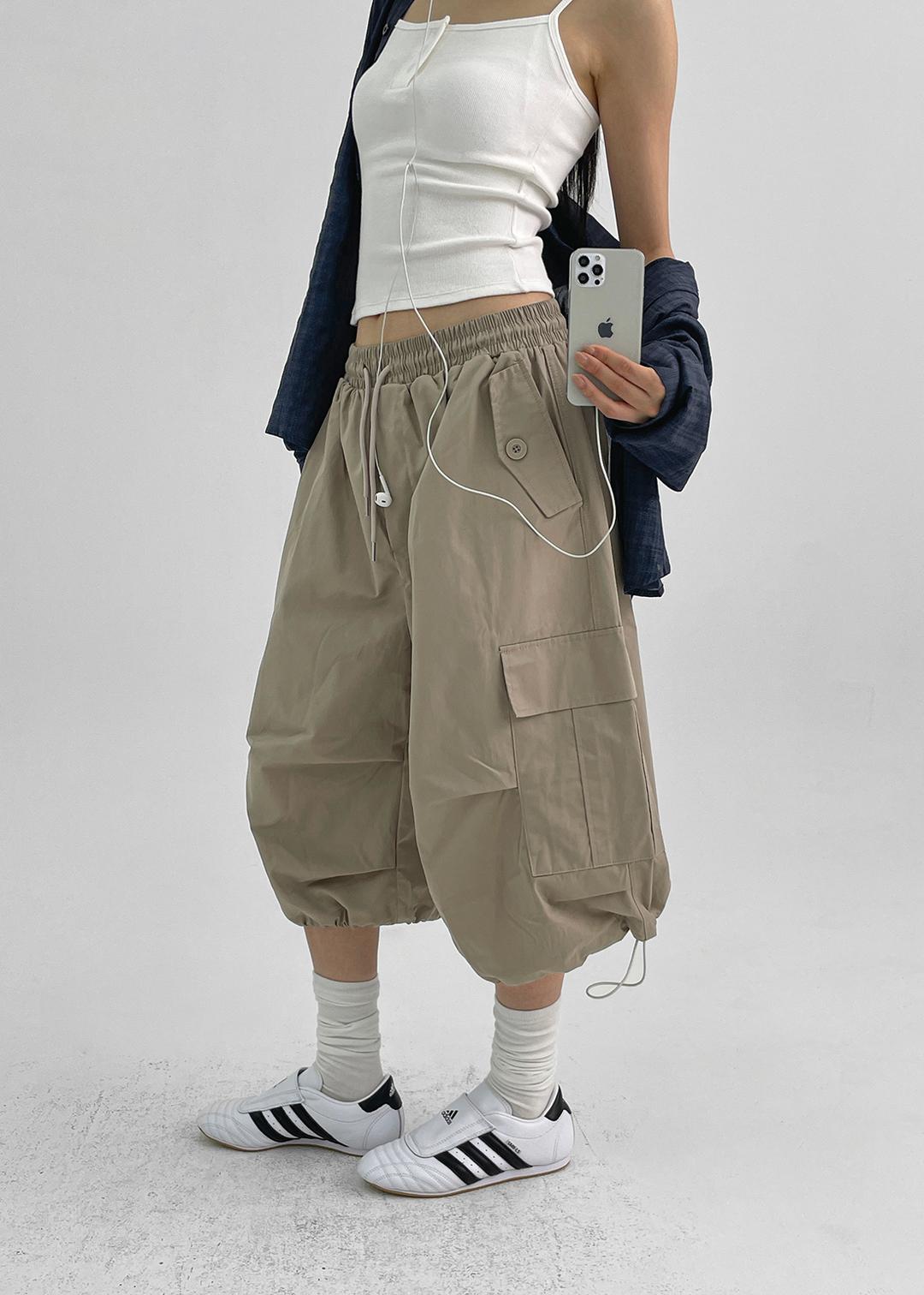 (UNISEX) 프레엣 버뮤다 스트링 카고팬츠
