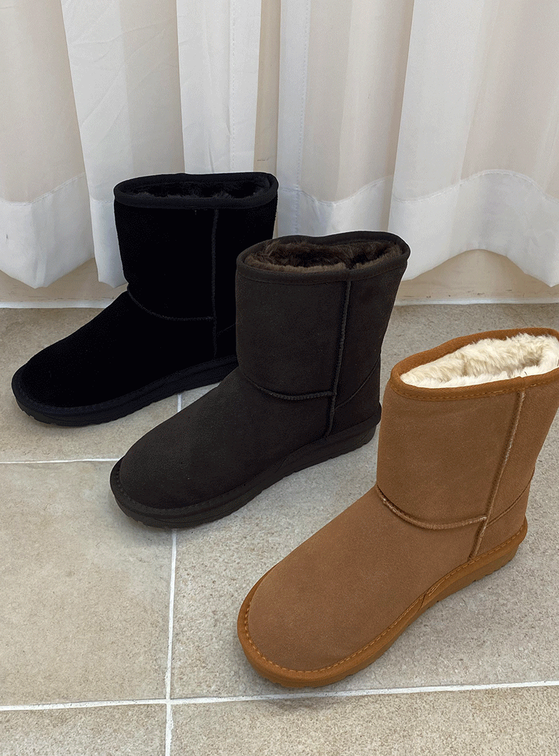 [당일입고/초특가] 웜스 리얼 소가죽 3컬러 양털안감 어그 미들 털 부츠