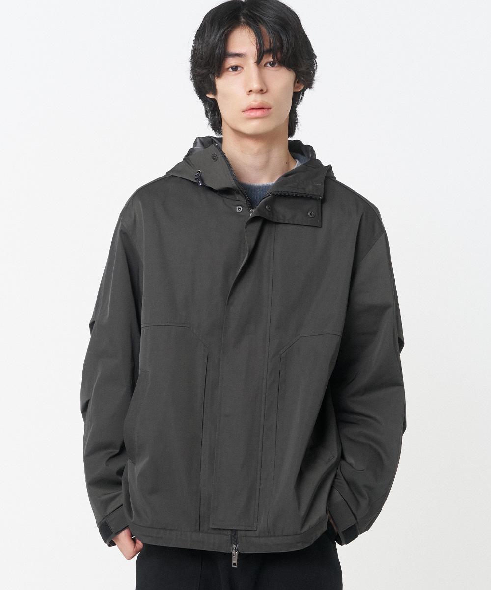 High neck hoodie shell parka CHARCOAL