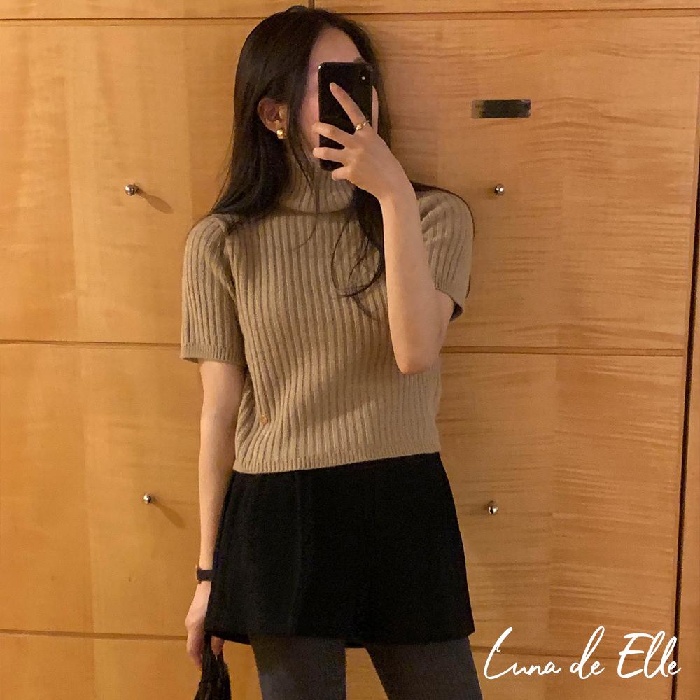 미엘 솔니트 반팔 폴라 골지 크롭 니트 miel