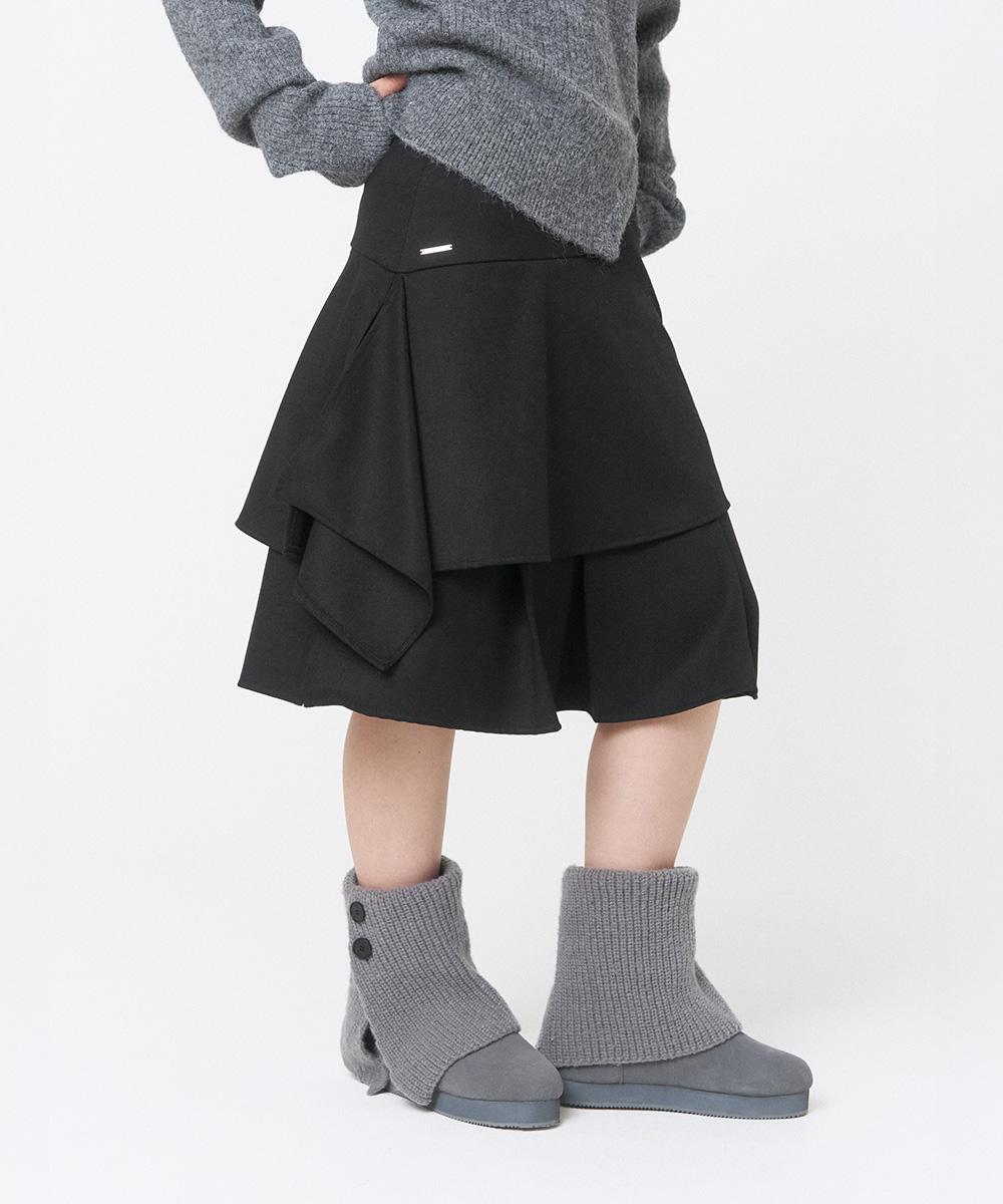 Sei layered midi Skirt BLACK