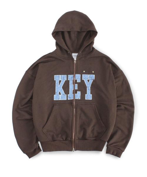 데미지 스프레이 키 후드 집업 (브라운)