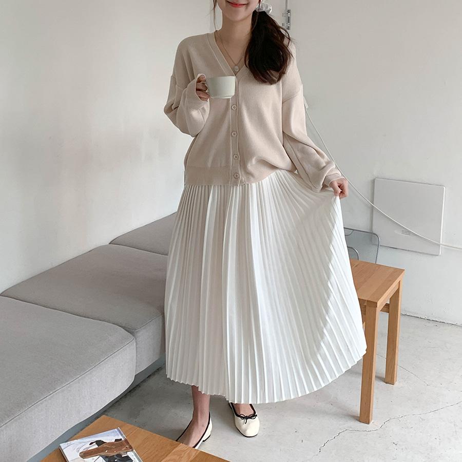 [끈원피스👗하늘하늘] 청순플리츠 레이어드 롱원피스 끈 뷔스티에 이너원피스 키큰녀 여자봄원피스 하객룩 임부복 셀프웨딩