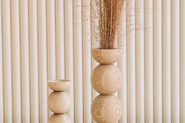 실린더 버블 화병 우드_소 / 대