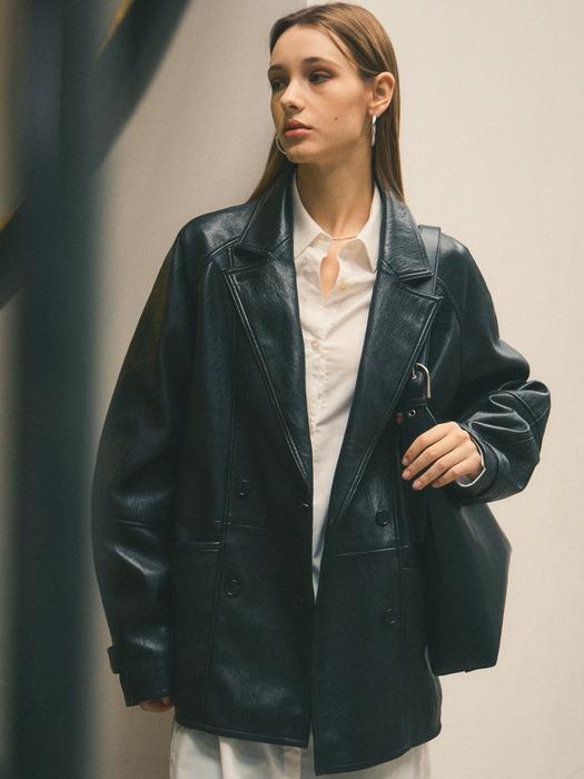 Vintage Double Leather Car Coat_CTO119(Black)