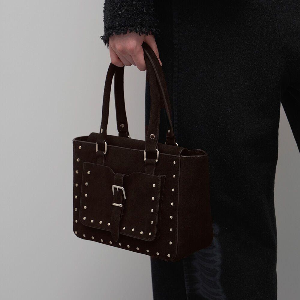 SUEDE STUD TOTE BAG