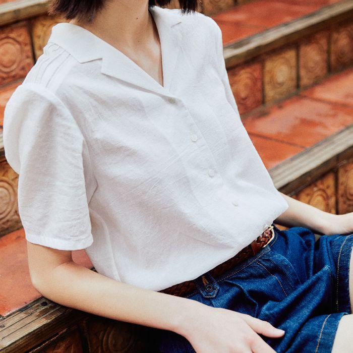OPEN COLLAR BLOUSE WHITE