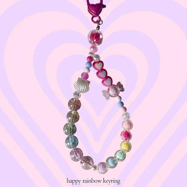 happy rainbow beaded keyring 4colors [해피 레인보우 키링]