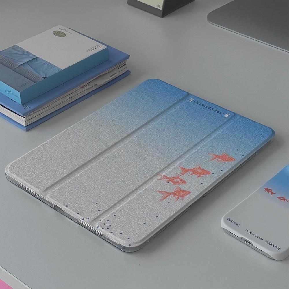 수심 Goldfish Ipad Case 금붕어 아이패드 케이스 여름 펜슬 수납 충전 블루