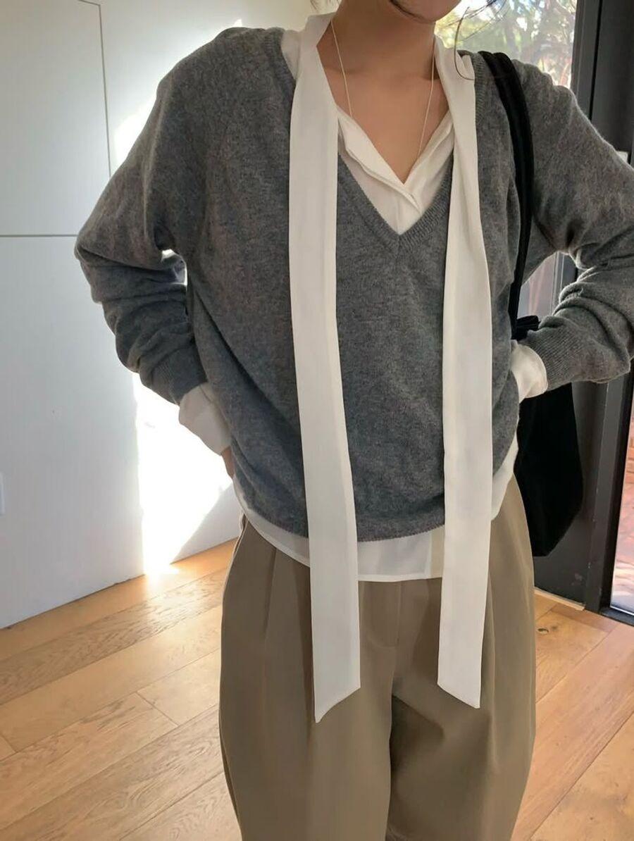 비바 딥브이넥 울 니트 4color