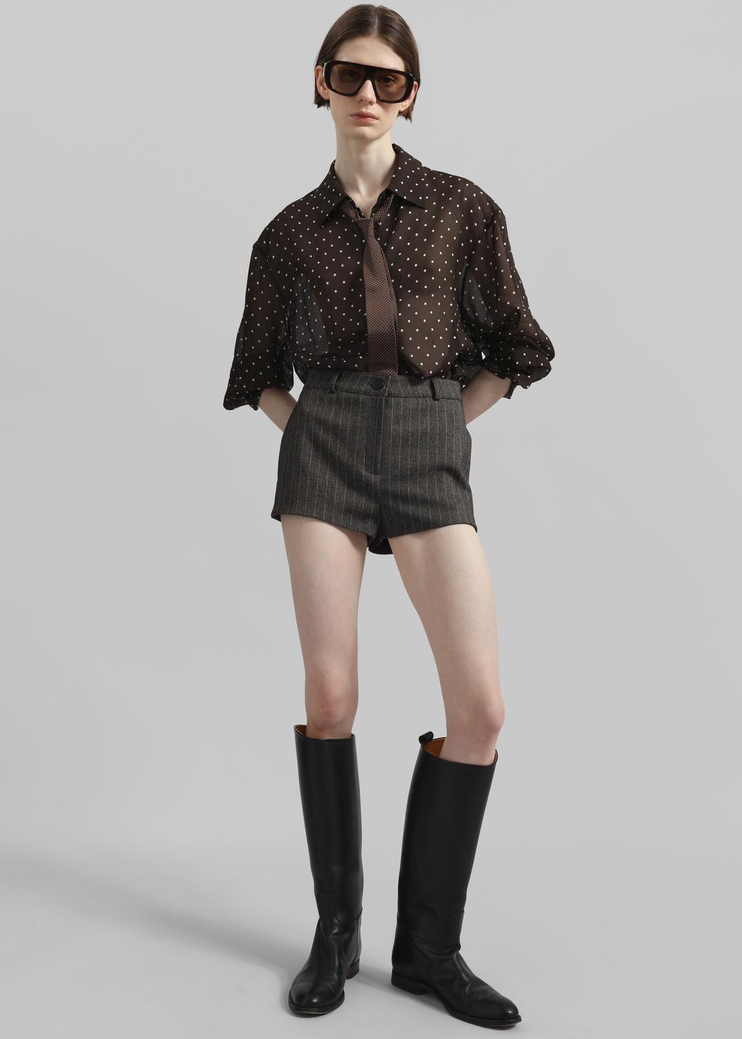 Tenby Striped Hot Pants - Brown Melange - M