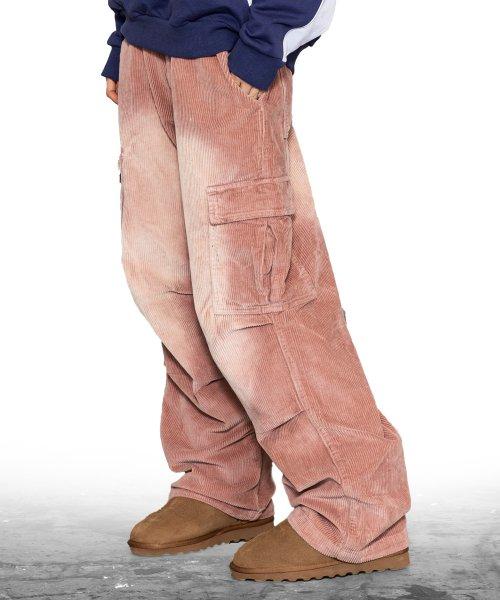 XP180 워싱 코듀로이 카고 파라슈트 팬츠 (PINK)
