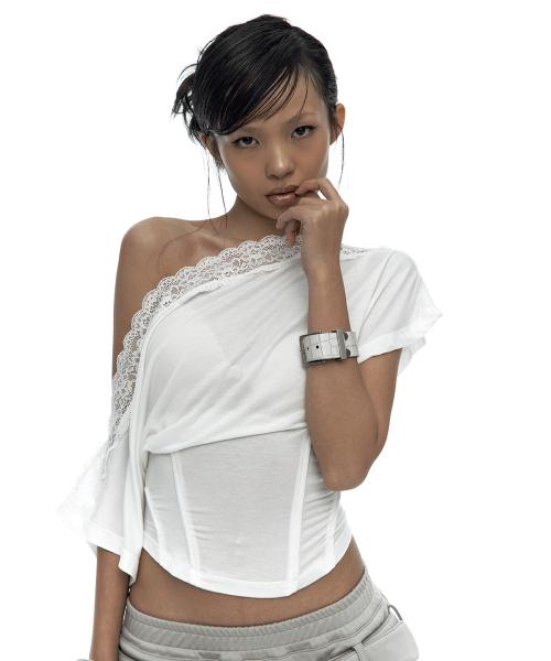 Lace One Shoulder Corset Tee White