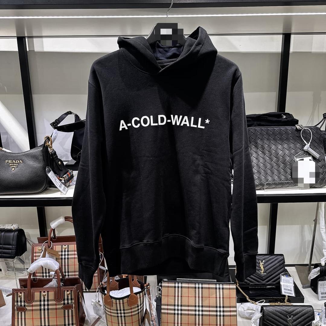 어콜드월 공용 블랙 에센셜 로고 후드 | 후루츠패밀리