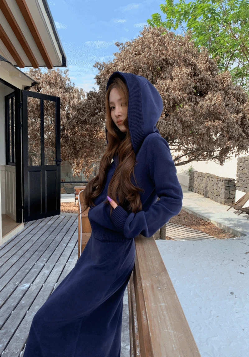 [당일출고]뽀글이 후드집업 스커트 세트(5591)