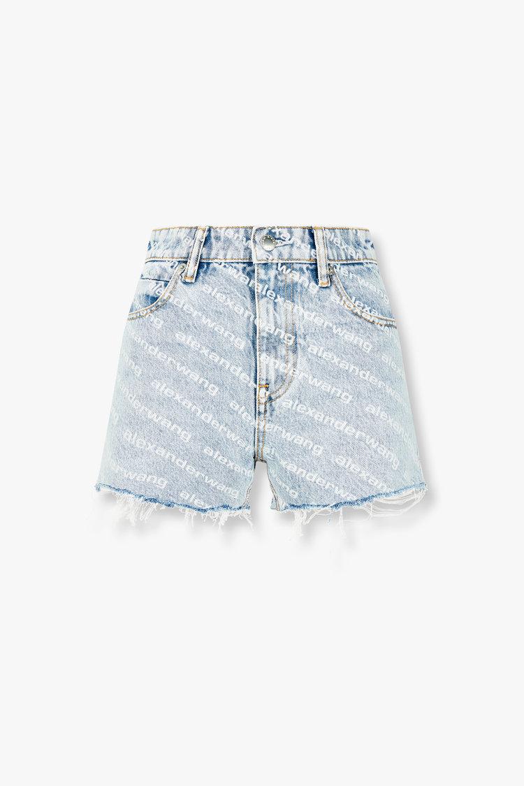 리피트 로고 프린지 데님 쇼츠