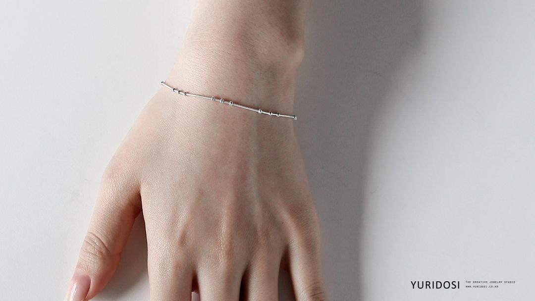 925 Silver Rondelle Ball Snake Chain Bracelet