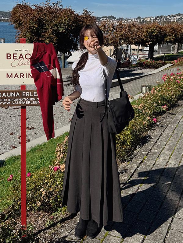 슬로우앤드 [오늘드림🚚] #SLOWMADE. 에델 플리츠 스커트 (+미디/롱ver) - 3 size