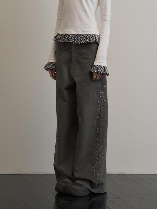 SIDE BEADS PANTS / CHARCOAL
