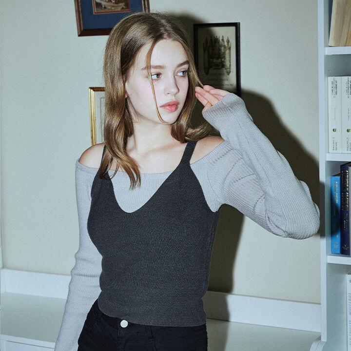 로맨틱 카니발 스웨터 + 뷔스티에 셋업 ( 그레이 )