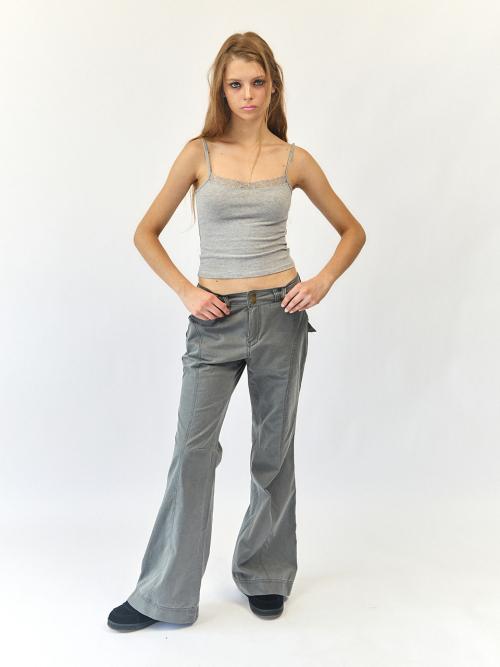 Ash Semi Flared Pants Charcoal