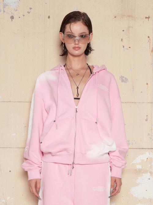 스모그 모티프 집업 후디 [핑크]