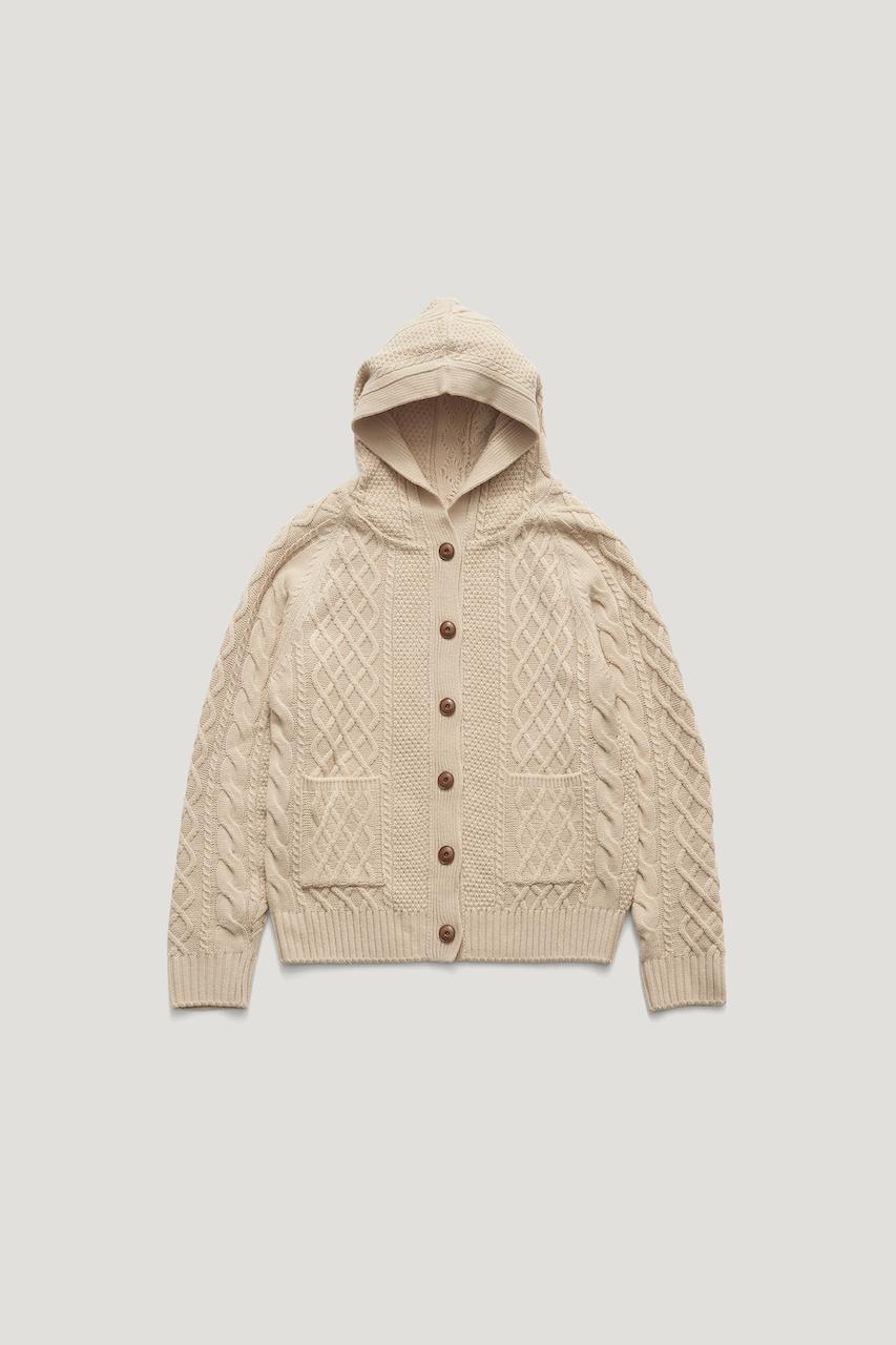 BOTANIC CABLE HOODIE CARDIGAN_CREAM IVORY / ₩228,000