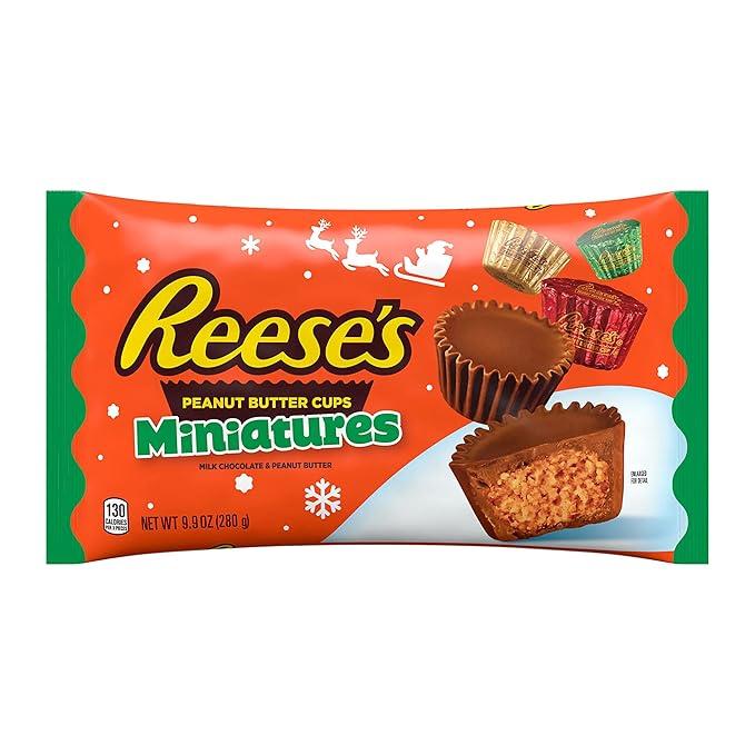 REESE'S Miniatures 밀크 초콜릿 땅콩 버터 컵, 크리스마스 캔디 백, 280.7g(10온스)