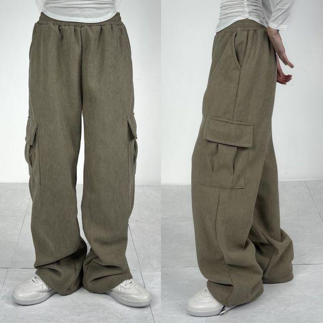 [기획특가] 도톰 양털 골덴 카고 팬츠 와이드 포켓 유니섹스 빅사이즈 스트링 겨울 바지 추리닝 트레이닝 쭈리 8color