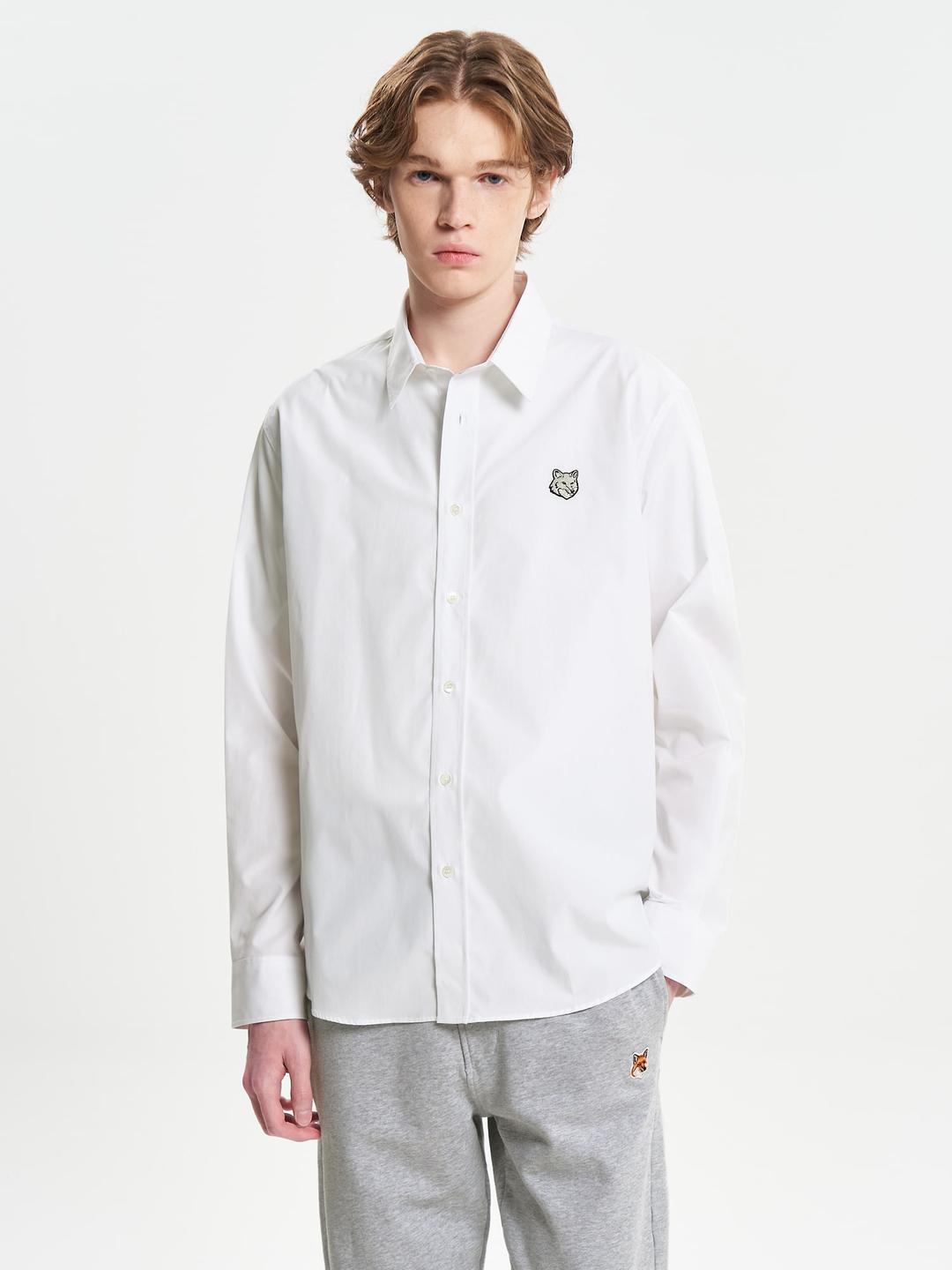 Men Casual Shirt With Grey Fox - White
