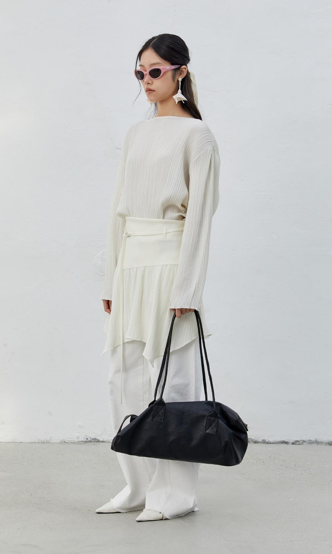 Ziggle Pleats Top_Sharp Ivory