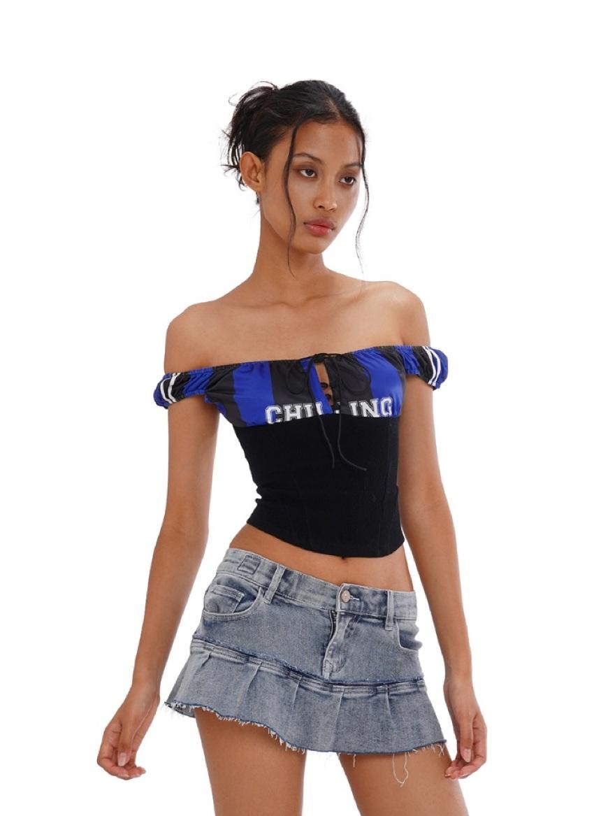 [예약 판매 10% 할인] SweetChilling sporty, patchwork waist top