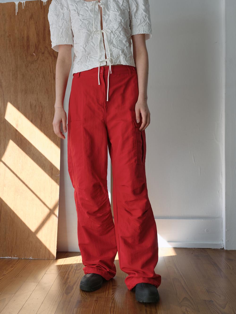(1차 리오더) UTILITY WIDE CARGO PANTS - RED