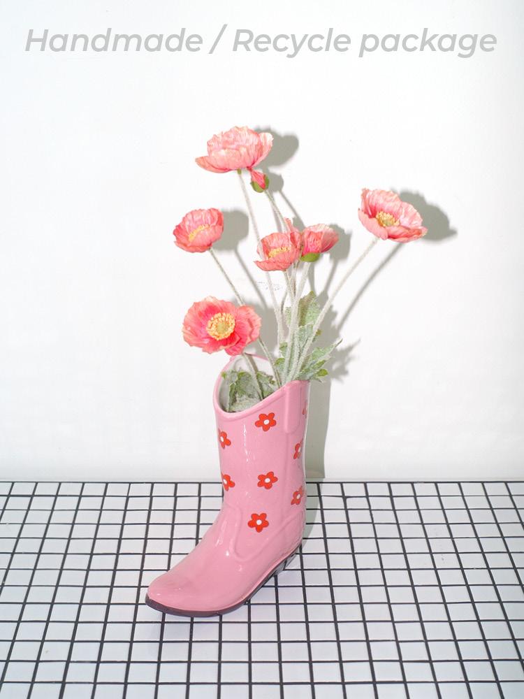 웨스턴 부츠 화병 - 핑크
