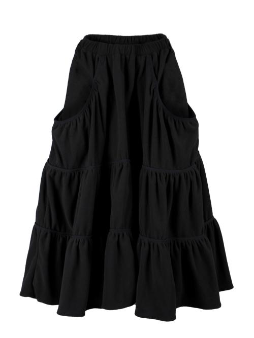 FLEECE LOOSE POCKET TIERD SKIRT_BLACK