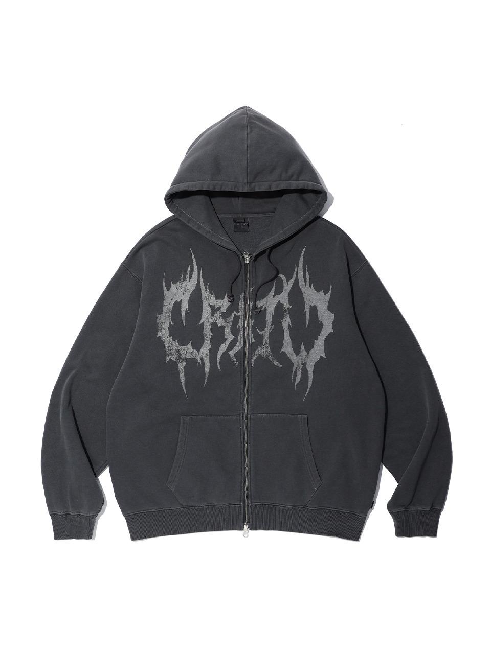 PIGMENT GHOST HOODIE ZIP-UP CHARCOAL