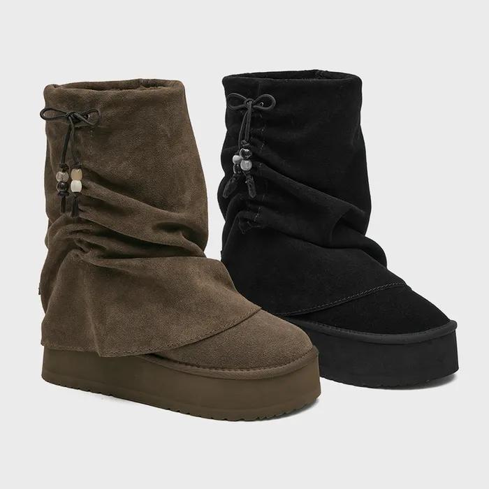GATHERED MAXI FOLDED BOOTS MIDDLE - 2 colors