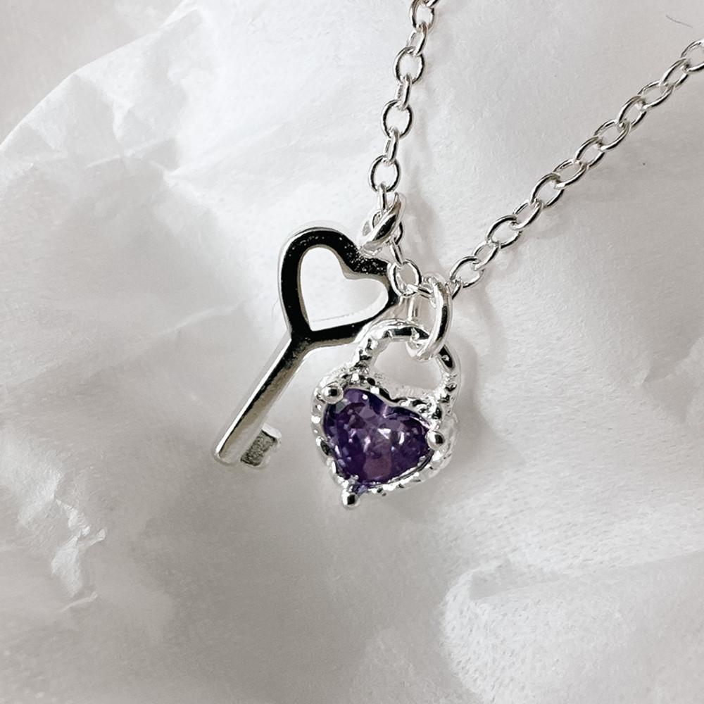 실버925 빈티지 큐빅 열쇠 목걸이