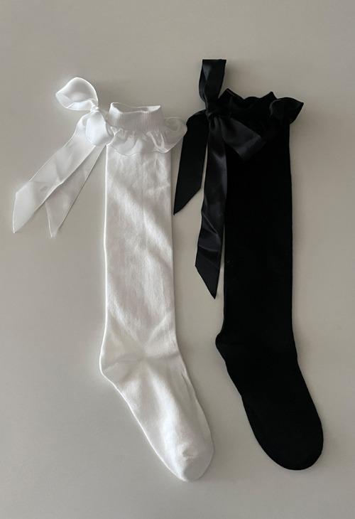 frill ribbon knee socks
