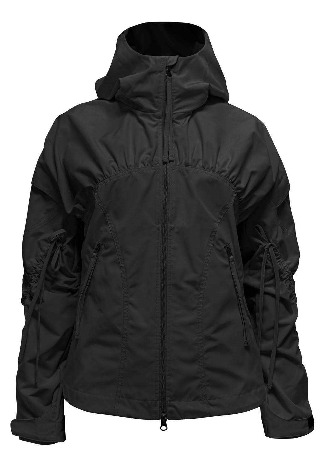 BIKER SHIRRING JACKET . BLACK