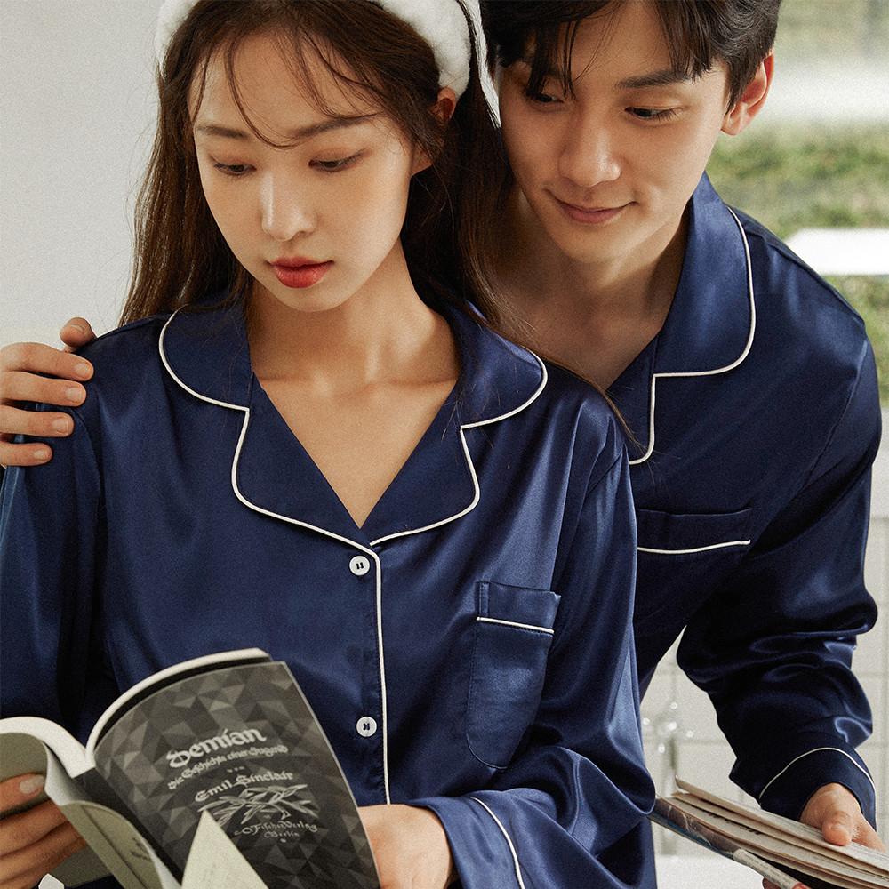 안파 커플 잠옷 신혼부부 파자마 선물 실크 긴팔 세트